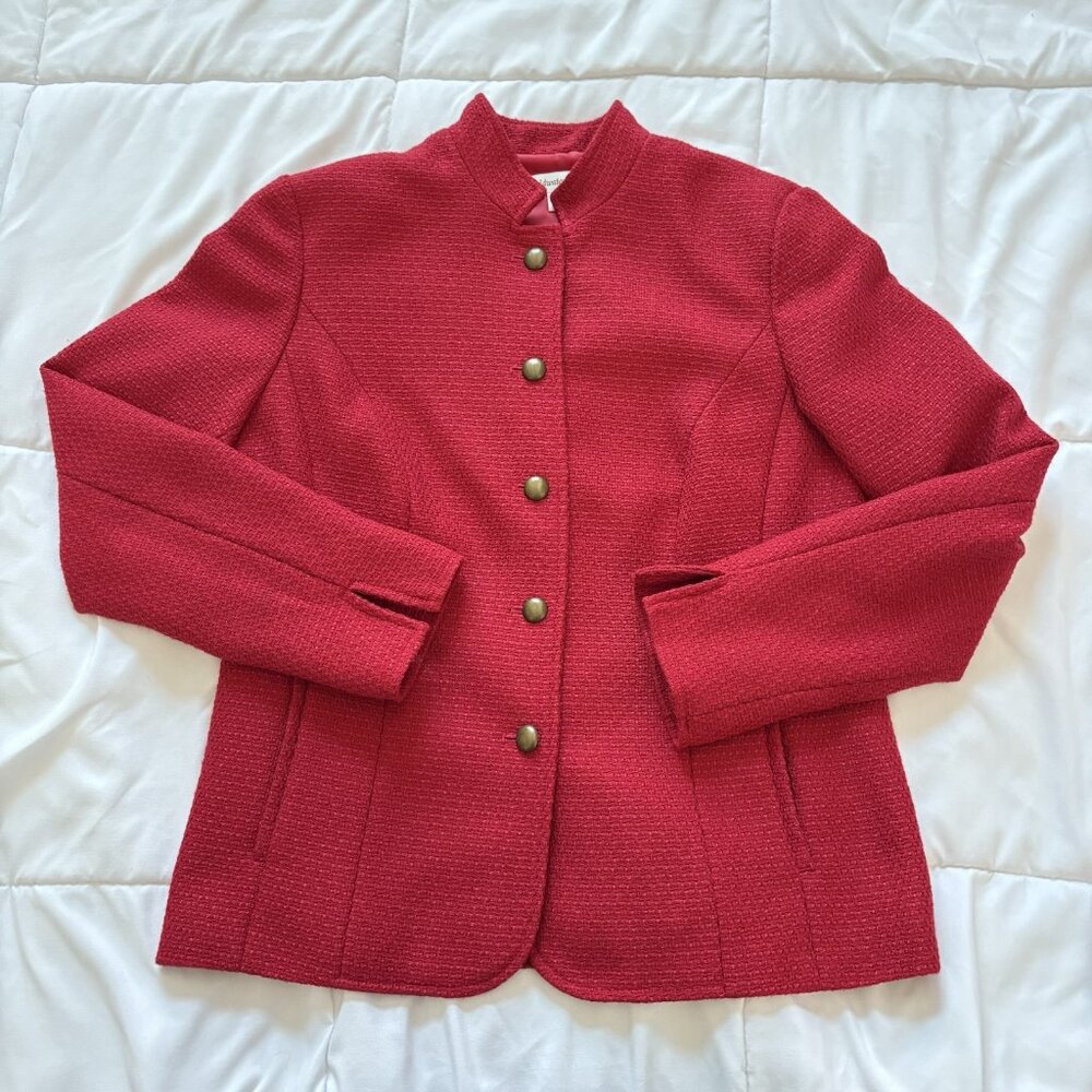 Womens Blazer Size Small Red Wool Blend Lined Officechic Corpcore City Workwear